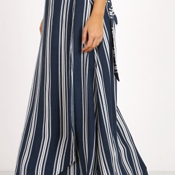 Show Me Your Mumu‎ Women's Navy Stripe Wrap Maxi Skirt Small - Picture 3 of 8